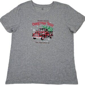 NWoT Women's Christmas t-shirt Large 1950s Chevy Truck Tree Farm Picking Tree L